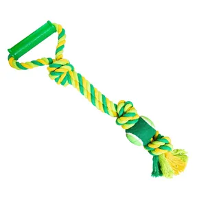 Preťahovadlo s rukoväťou HipHop 3 uzly, tenisák 45 cm / 310 g limetová, zelená